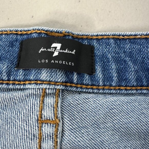 7 For All Mankind Blue Jeans High Waist Cropped Straight Size 30 - Picture 3 of 12